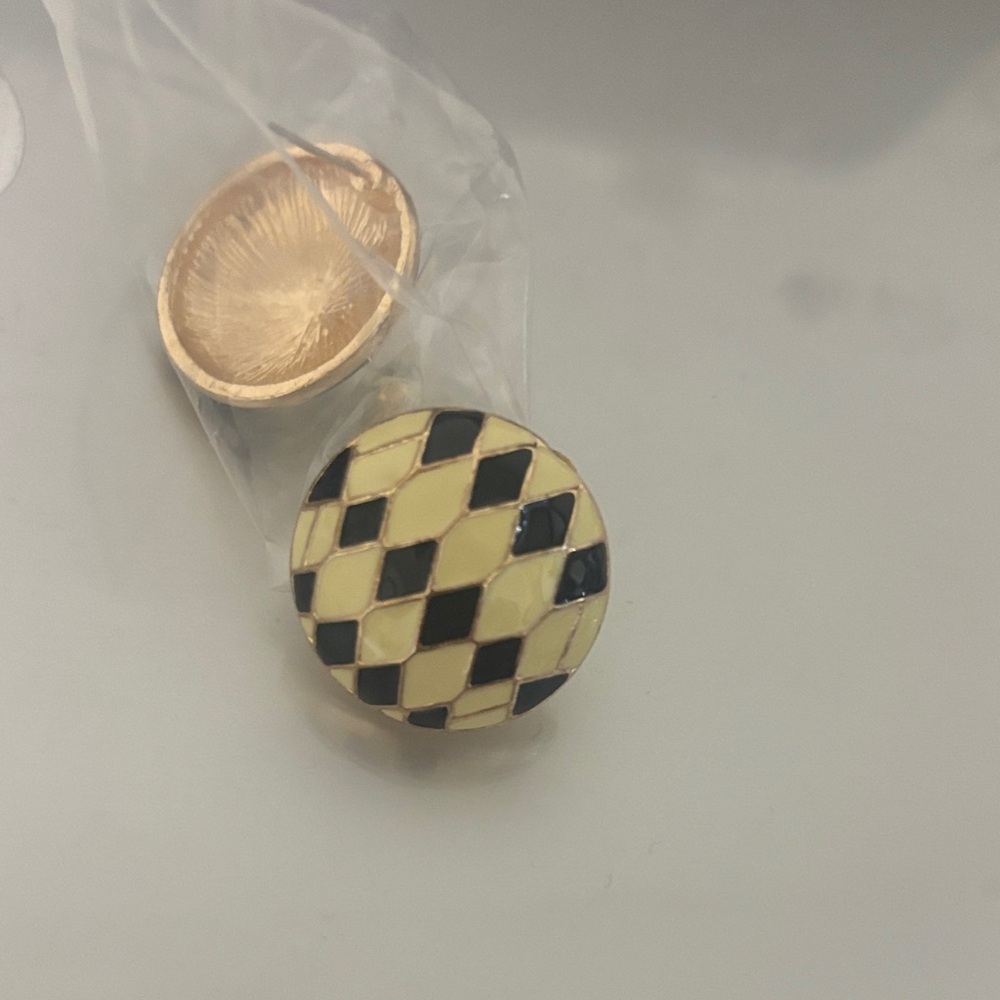 Checkered Button with Gold Backing
